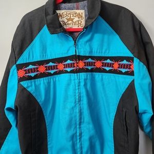 Vintage 90s Western Fronteir Teal Aztec Jacket L